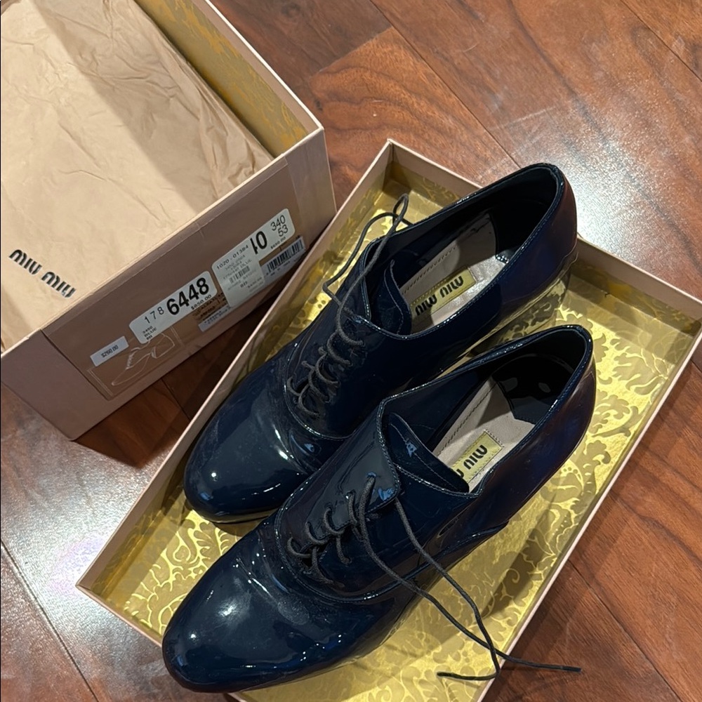 Miu Miu Dark Blue Leather Shoes